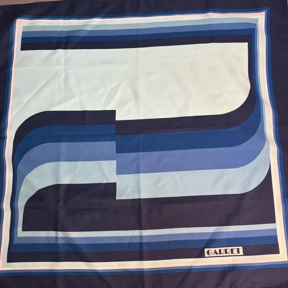 vintage Garret square scarf with mod blue lines